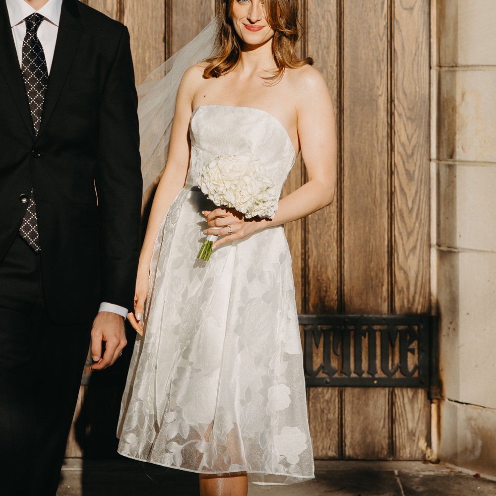 Amsale Rose Fil-coupe dress - little white dress, engagement, bridal, rehearsal